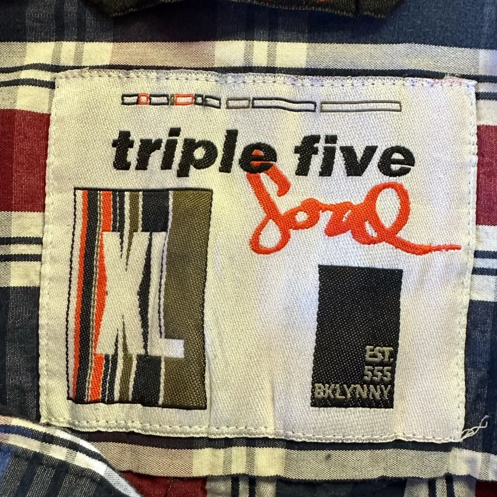 Triple Five Soul Long Sleeve Plaid Button Down Shirt. Size XL